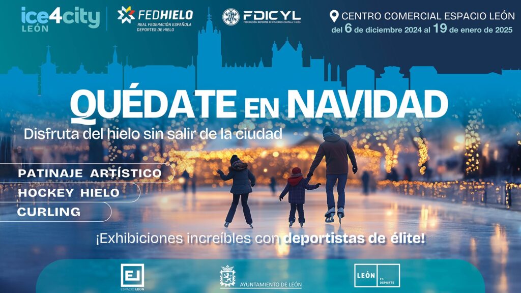 , León será la primera ciudad del proyecto ice4city, la marca de la RFEDH para la promoción de pistas de hielo por España, Real Federación Española Deportes de Hielo