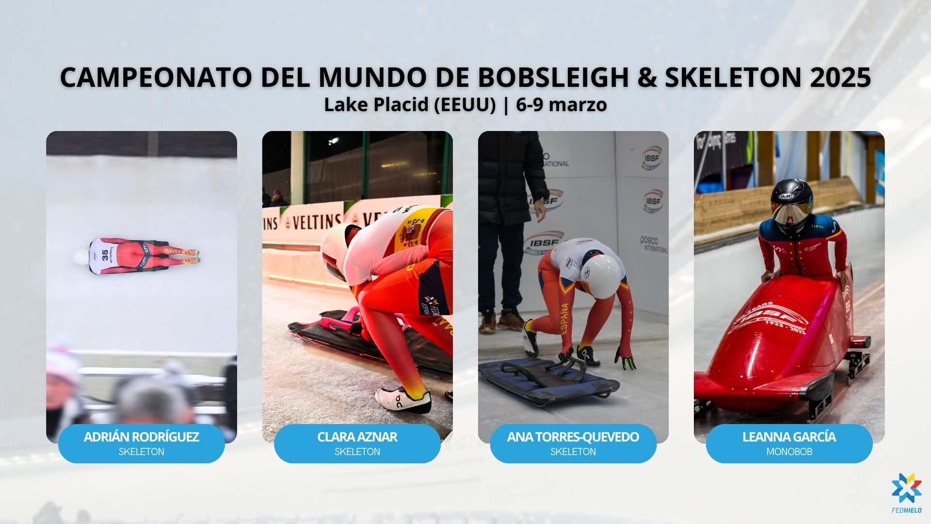 , Representación de récord para España en el próximo Mundial de Bobsleigh &#038; Skeleton 2025, Real Federación Española Deportes de Hielo